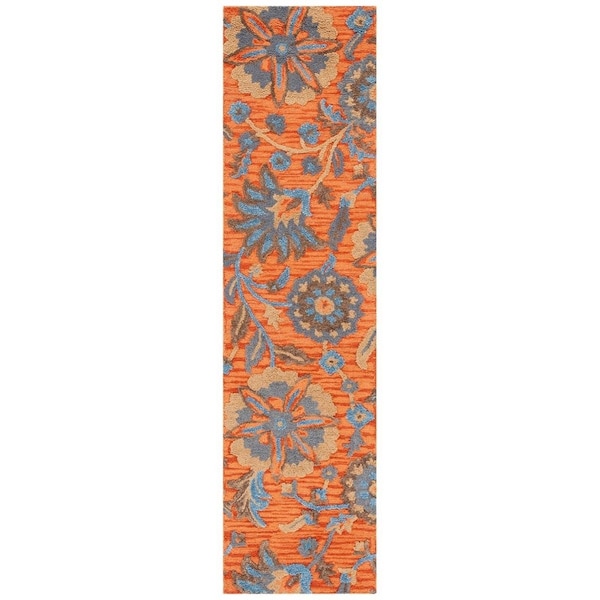 Safavieh 2 ft.-3 in. x 9 ft. Blossom Bohemian Hand Tufted Runner Rug Rust & Blue BLM175P-29 - main
